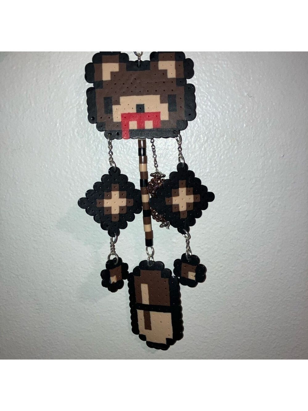 🧸 Brown Pixel Art Gloomy Bear Keychain